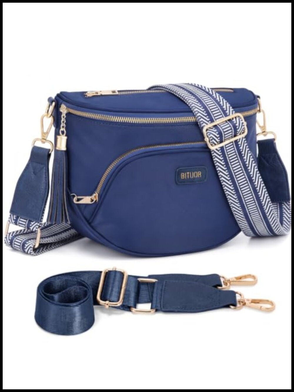 Anti Theft Nylon Crossbody Bag with Adjustable Wide Straps